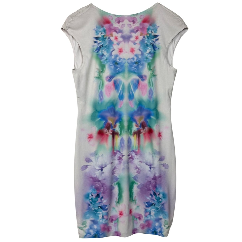 AFRM Floral Watercolor Mini Dress Womens L Blur Blossom Bodycon Chic Art TI Wear